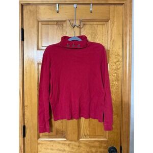 Vintage Classic Elements Red Turtleneck Embroidered Christmas Tree Top Large